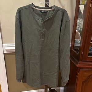 Olive Long Sleeve Henley Shirt